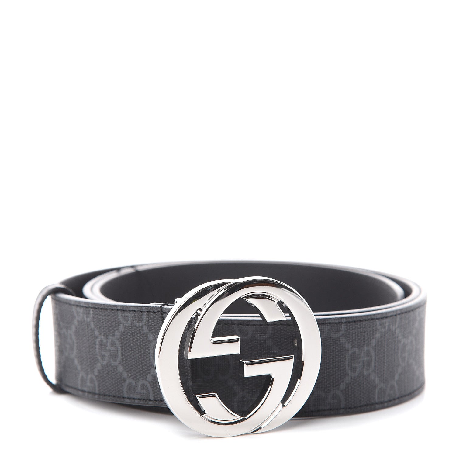 Gucci GG Supreme Monogram Selleria Calfskin Interlocking G 40mm Belt 115 46 Black 1 of 5