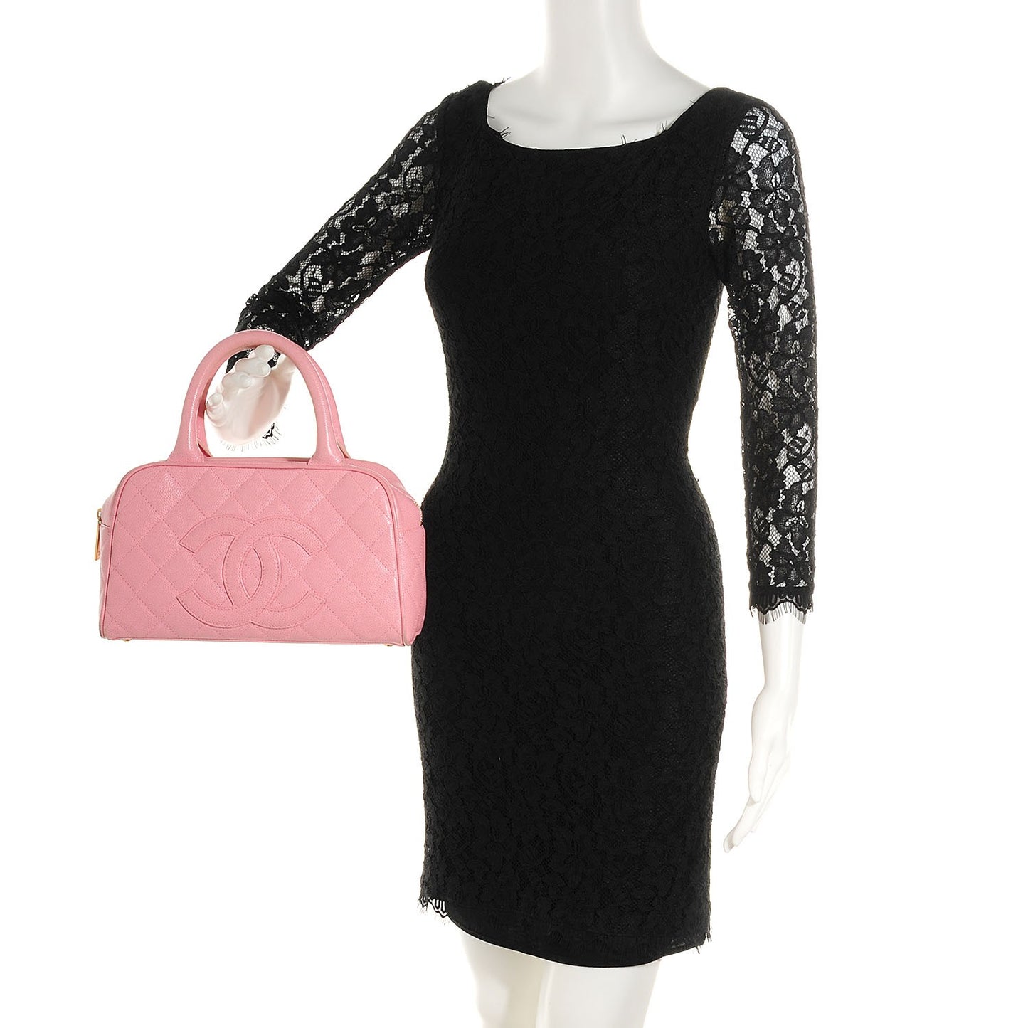 Caviar Quilted Small Bowler Pink