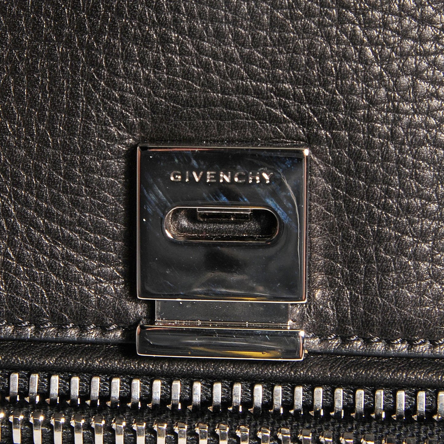 Textured Calfskin Small Pandora Pure Flap Bag Black