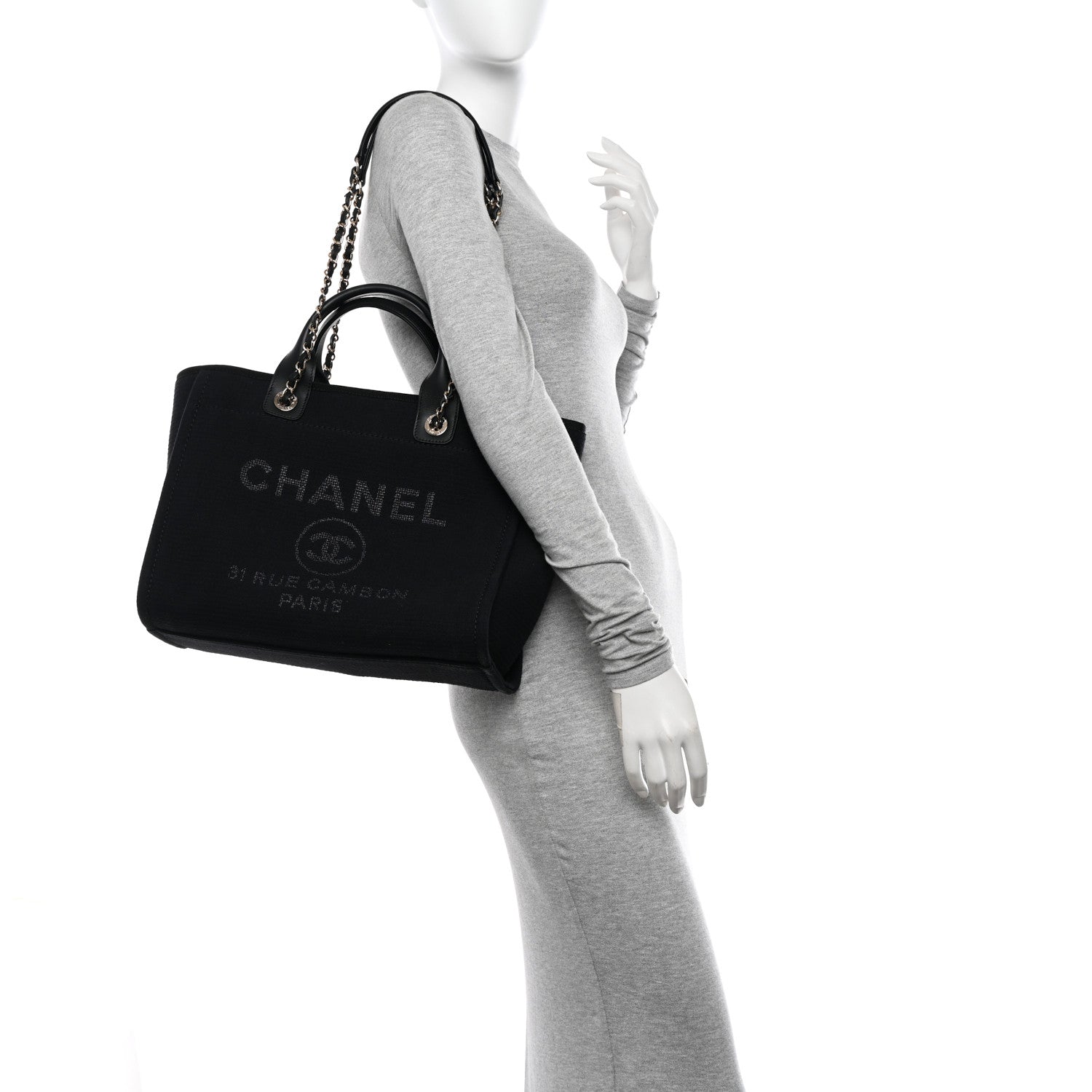 Chanel Mixed Fibers Small Deauville Tote Black 2 of 11