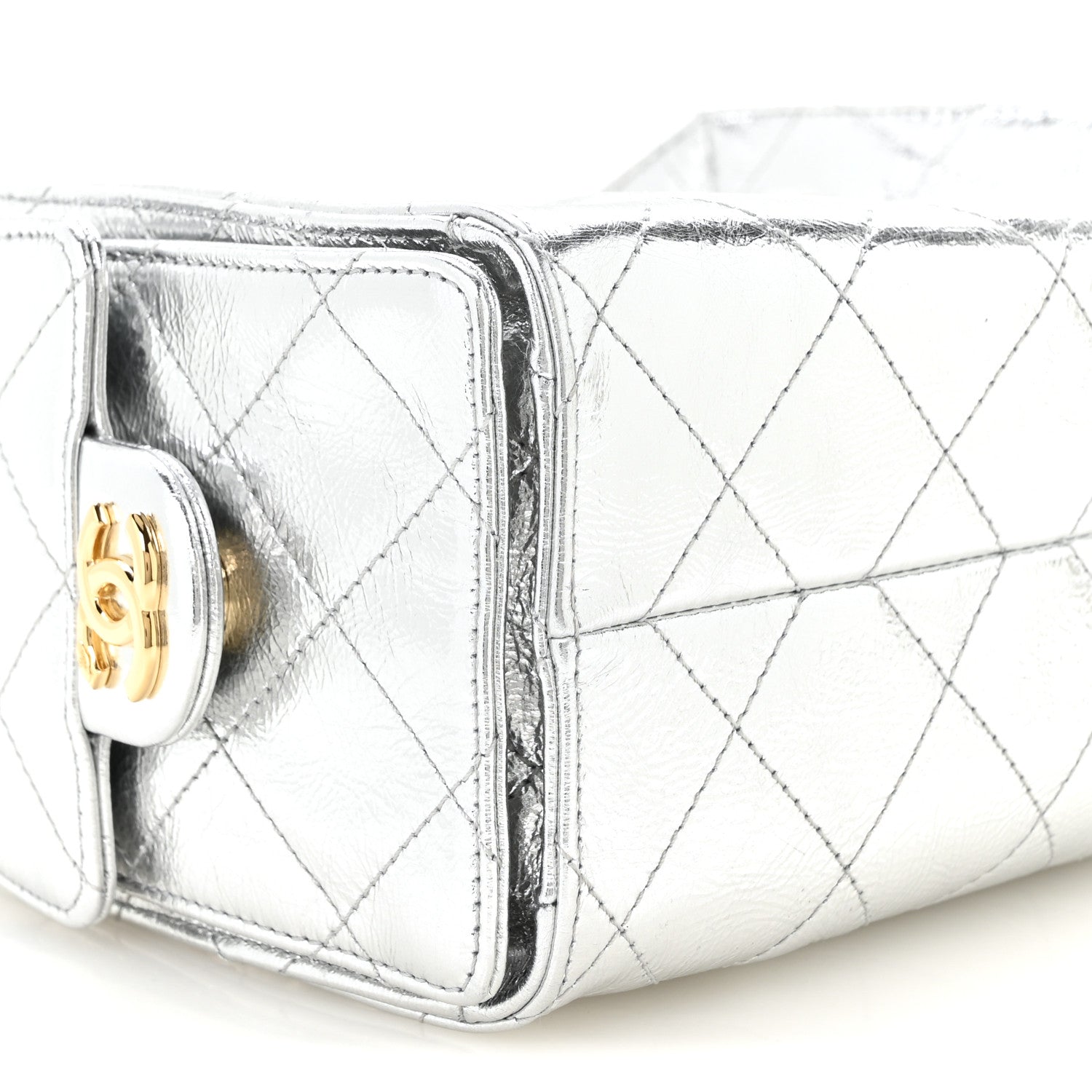Chanel Metallic Aged Calfskin Quilted Mini Chanel 25 Handbag Silver 9 of 11