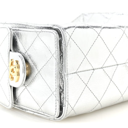 Chanel Metallic Aged Calfskin Quilted Mini Chanel 25 Handbag Silver 9 of 11