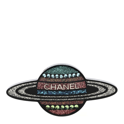 Chanel Glittered Resin Strass Planet Brooch Silver Blue Pink 1 of 3