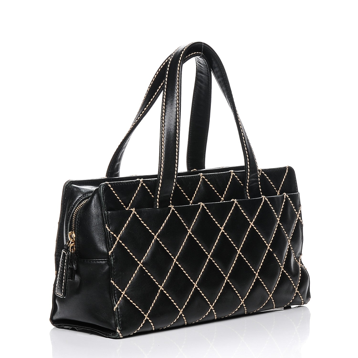 Chanel Calfskin Contrast Stitch Surpique Bowler Black 3 of 7