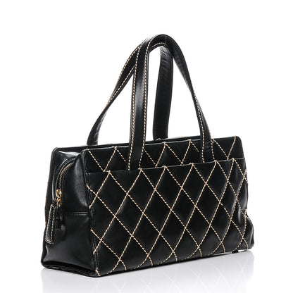 Chanel Calfskin Contrast Stitch Surpique Bowler Black 3 of 7