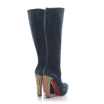 Christian Louboutin Suede Specchio Taclou Botta 140 Knee Boots 36 Blue 4 of 9
