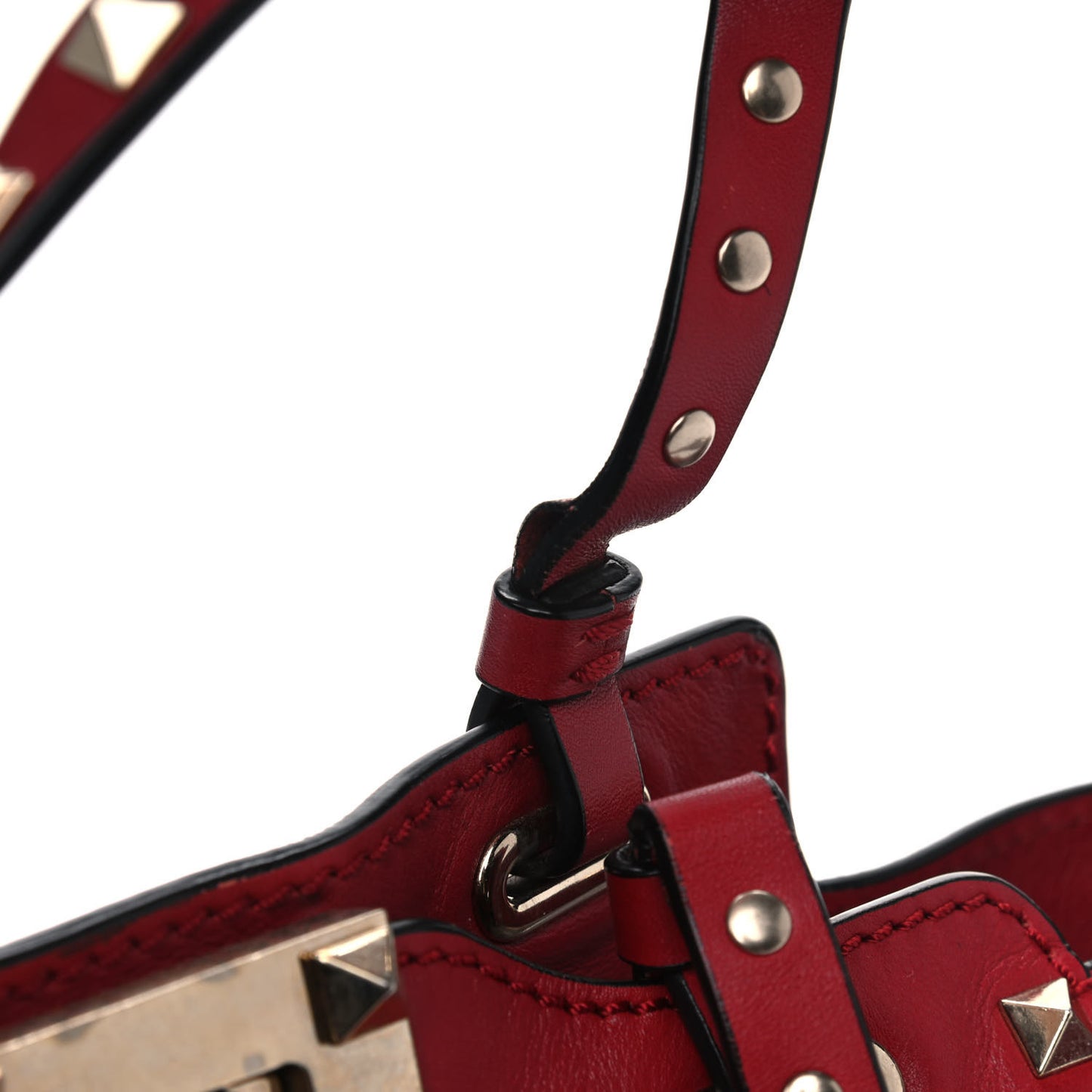 Vitello Mini Rockstud Tote Red