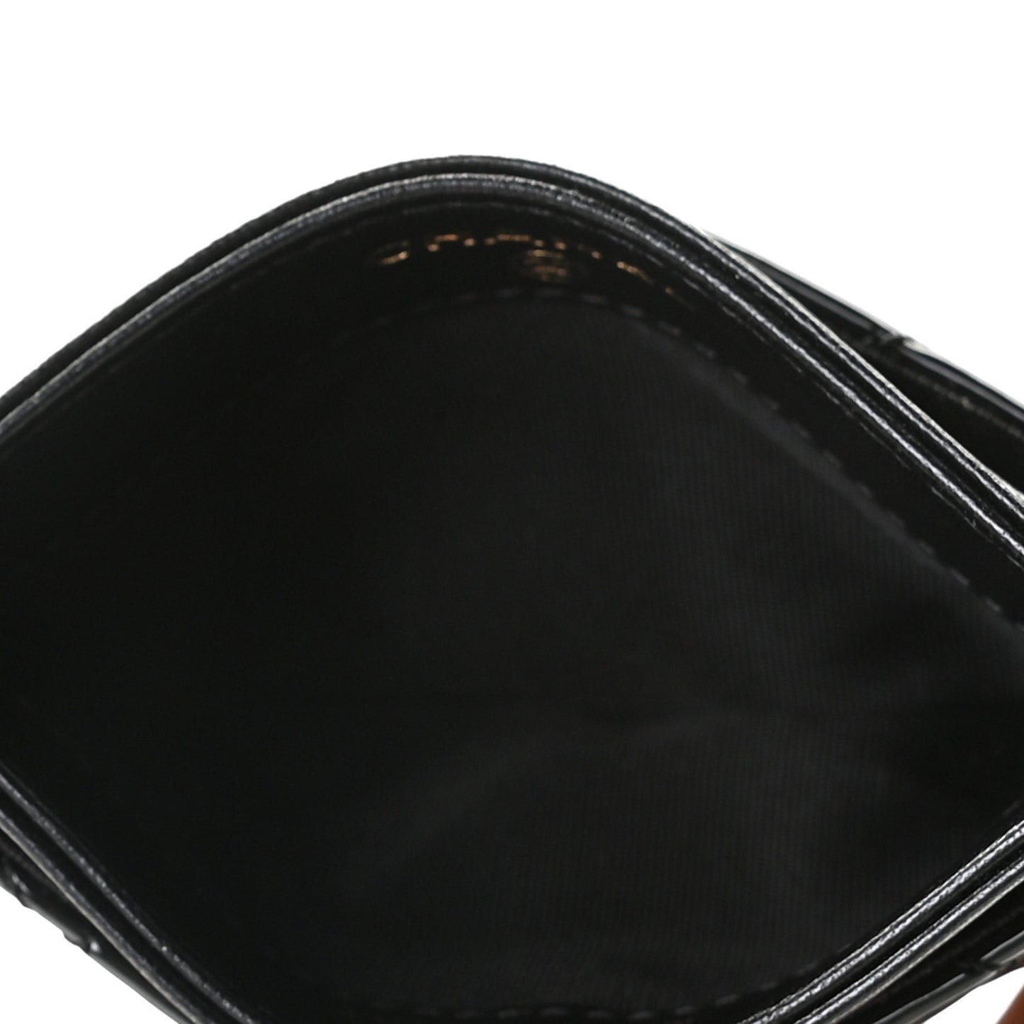 Patent Calfskin Quilted Card Holder Black