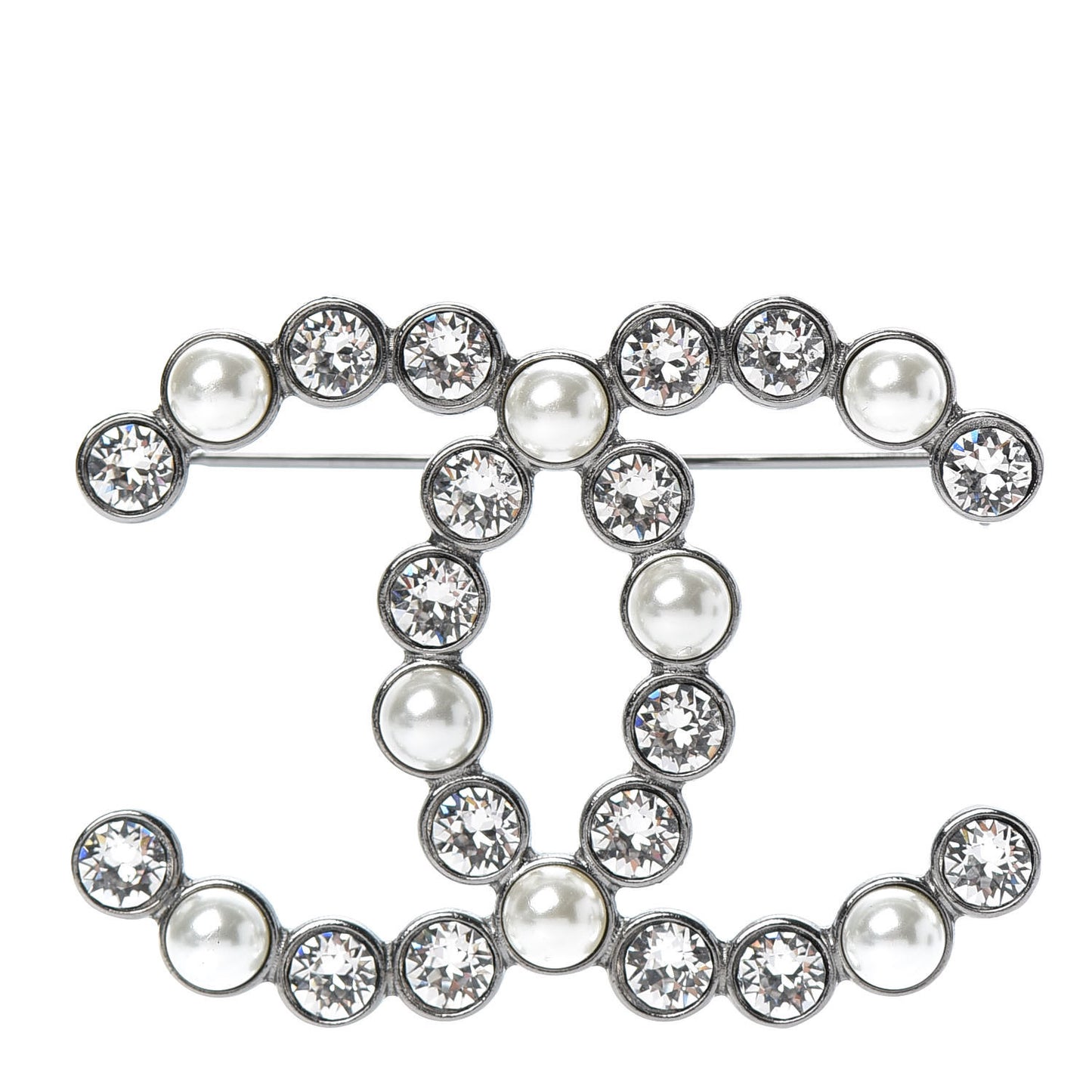 Pearl Crystal Bright Young Things CC Brooch Silver