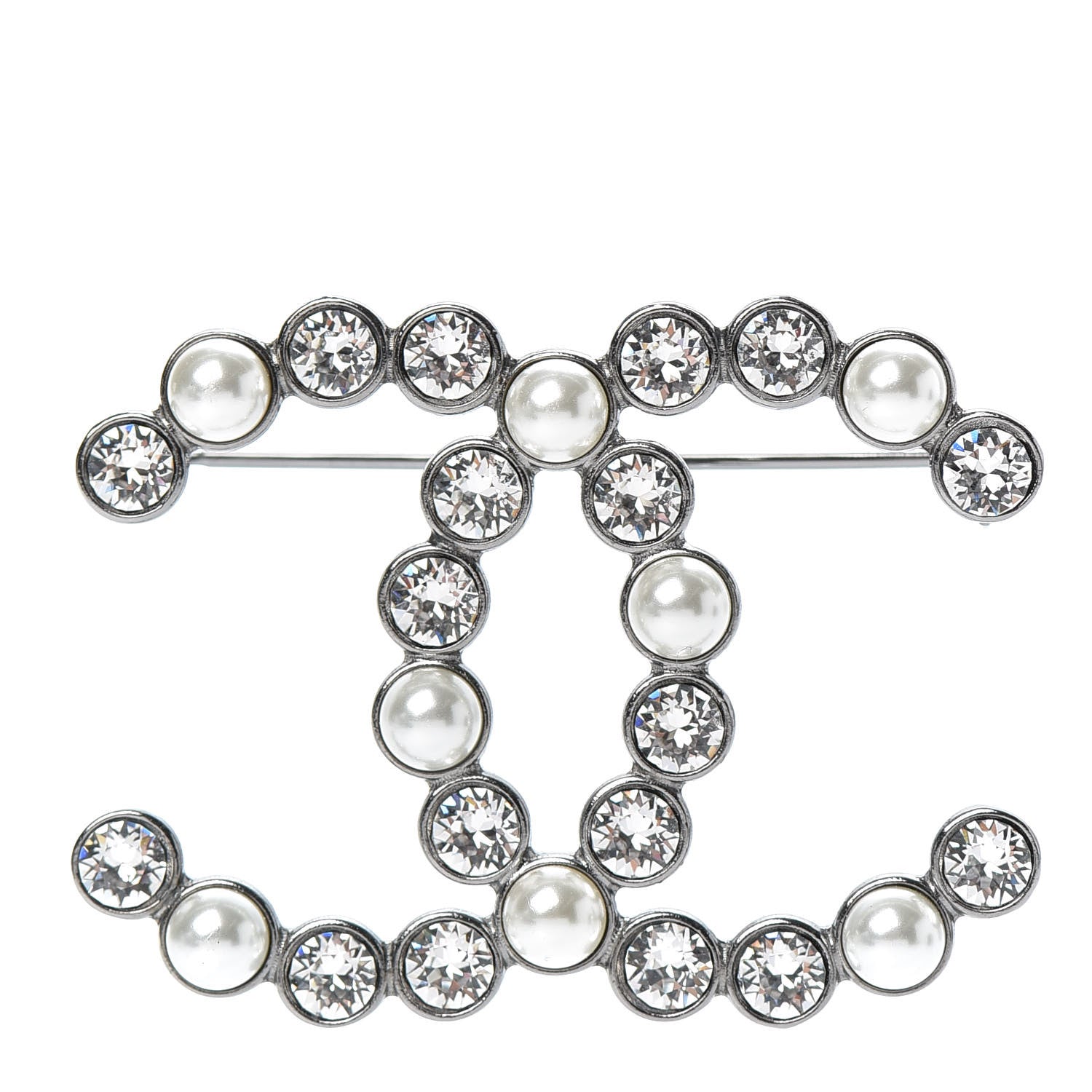 Chanel Pearl Crystal Bright Young Things CC Brooch Silver 1 of 5