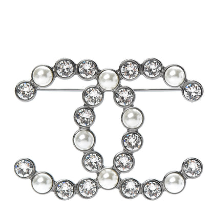 Chanel Pearl Crystal Bright Young Things CC Brooch Silver 1 of 5