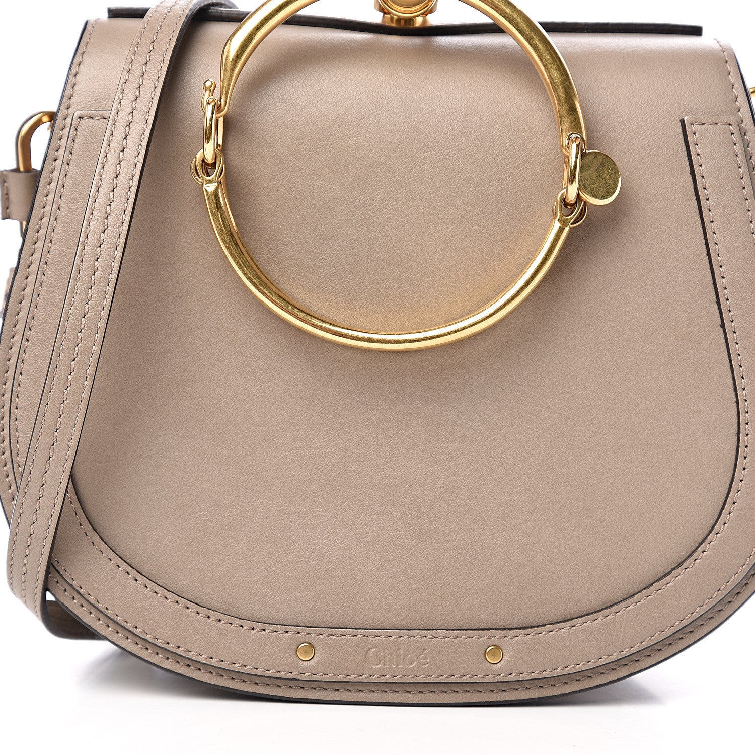 Chloe Calfskin Suede Medium Nile Bracelet Bag Motty Grey 10 of 10