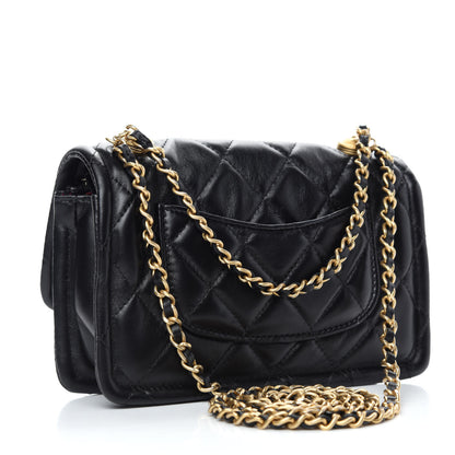 Chanel Shiny Lambskin Flap Clutch With Chain Black 3 of 10