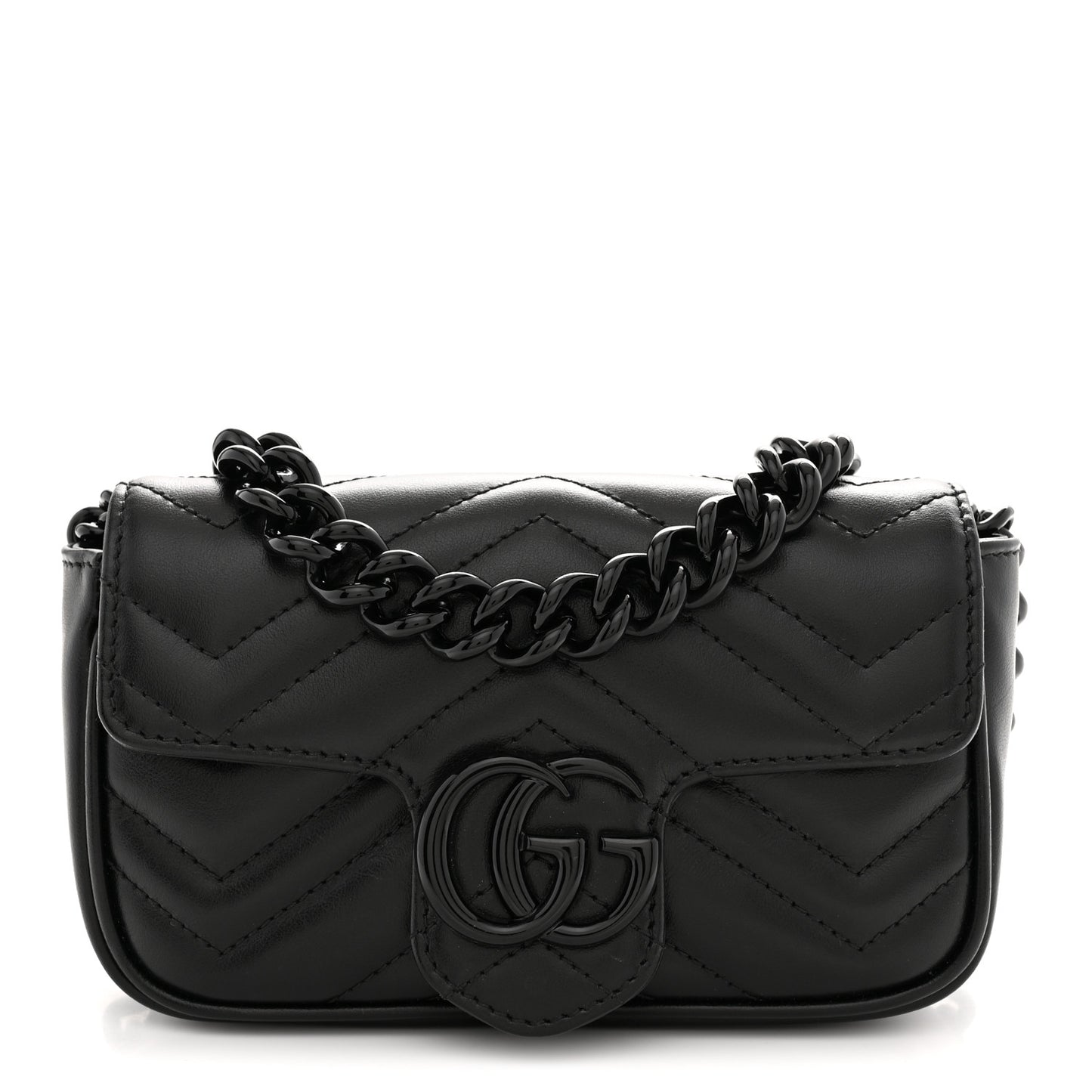 Calfskin Matelasse Monochrome GG Marmont Chain Belt Bag Black