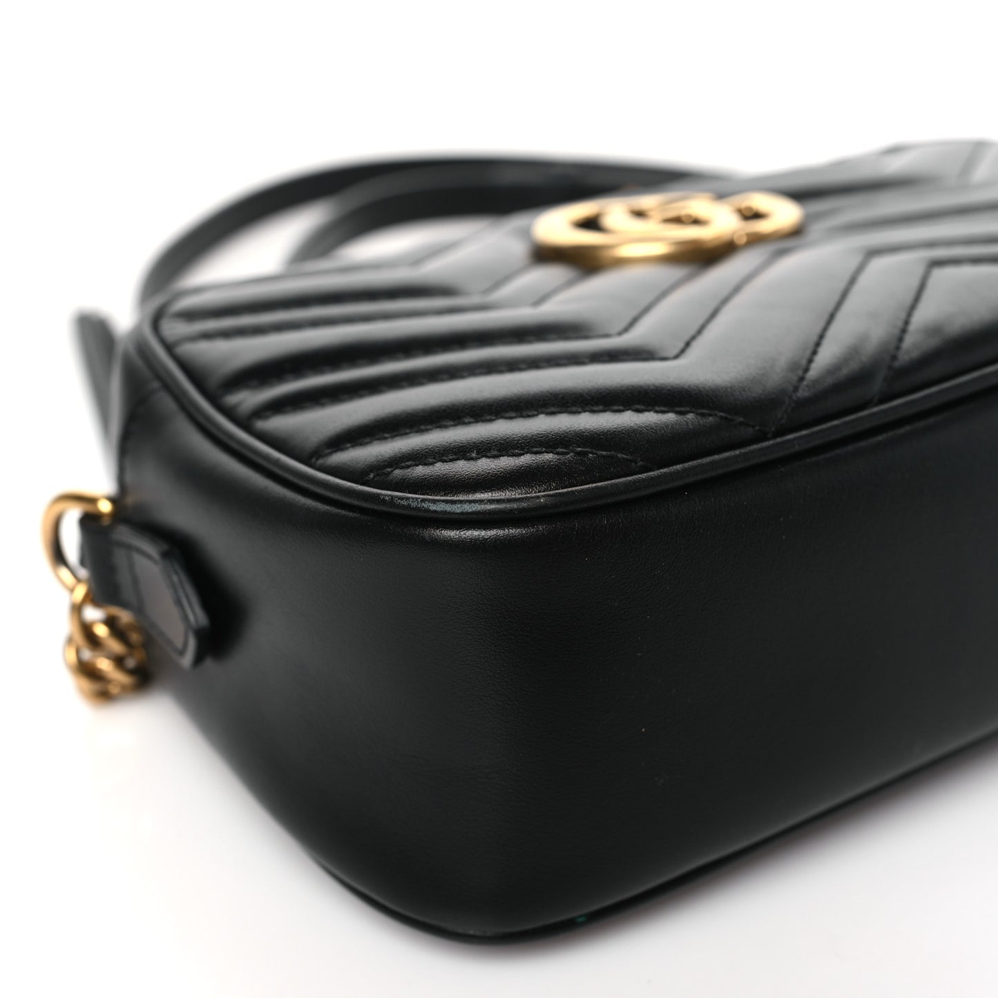 Calfskin Matelasse Small GG Marmont Chain Shoulder Bag Black