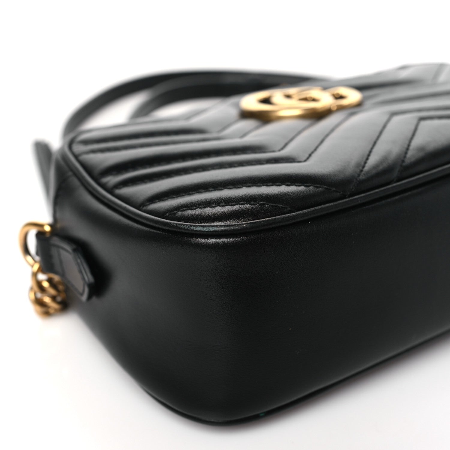 Gucci Calfskin Matelasse Small GG Marmont Chain Shoulder Bag Black 8 of 9