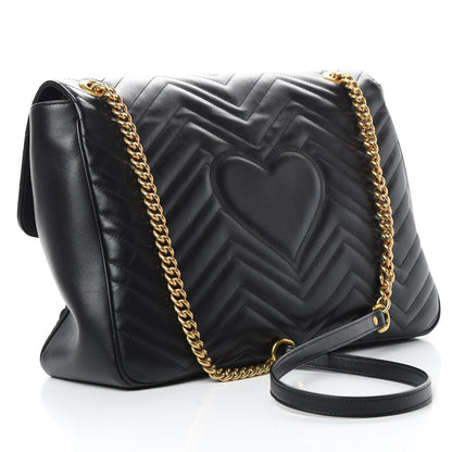 Gucci Calfskin Matelasse Large GG Marmont Shoulder Bag Black 4 of 18