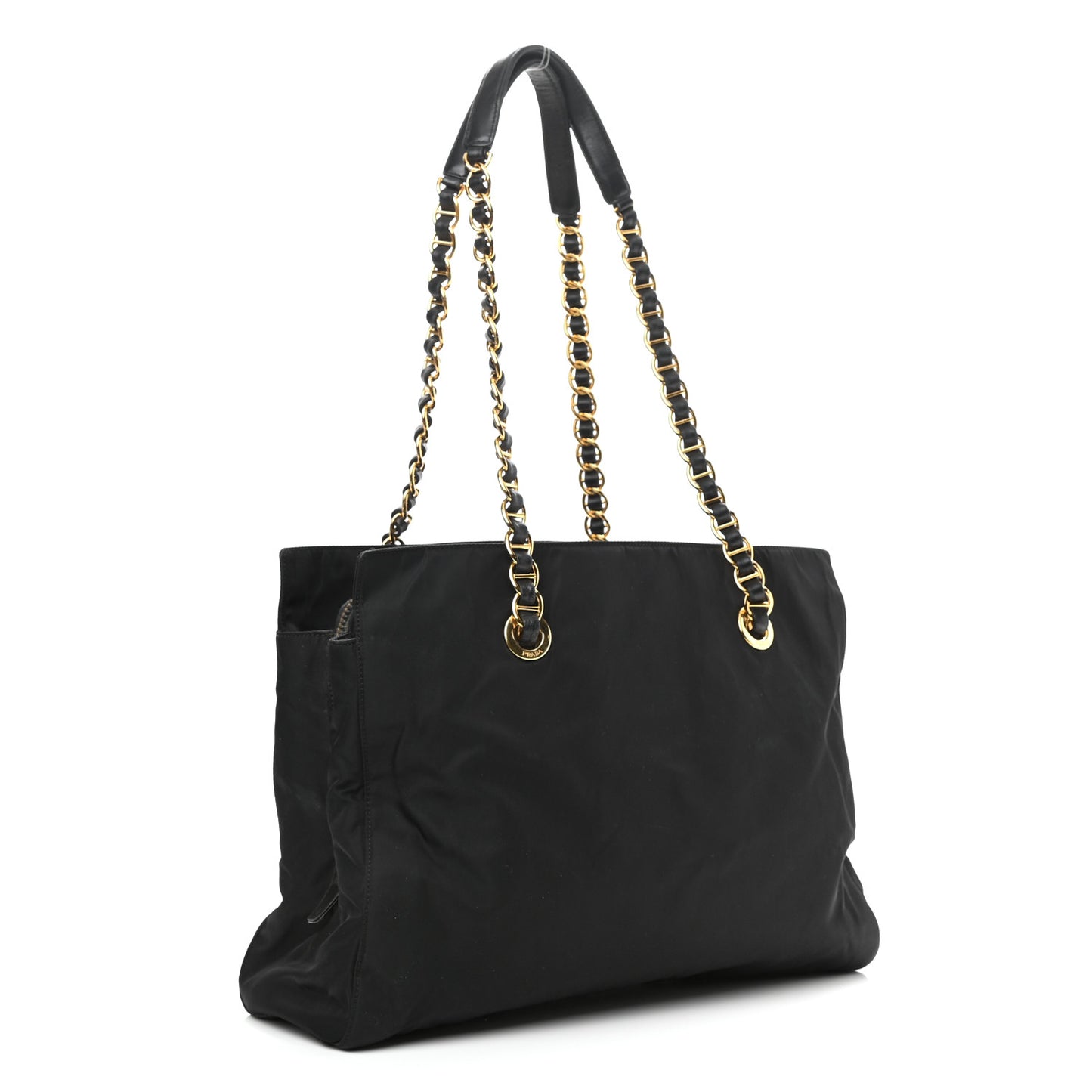 Tessuto Nylon Chain Shoulder Bag Black