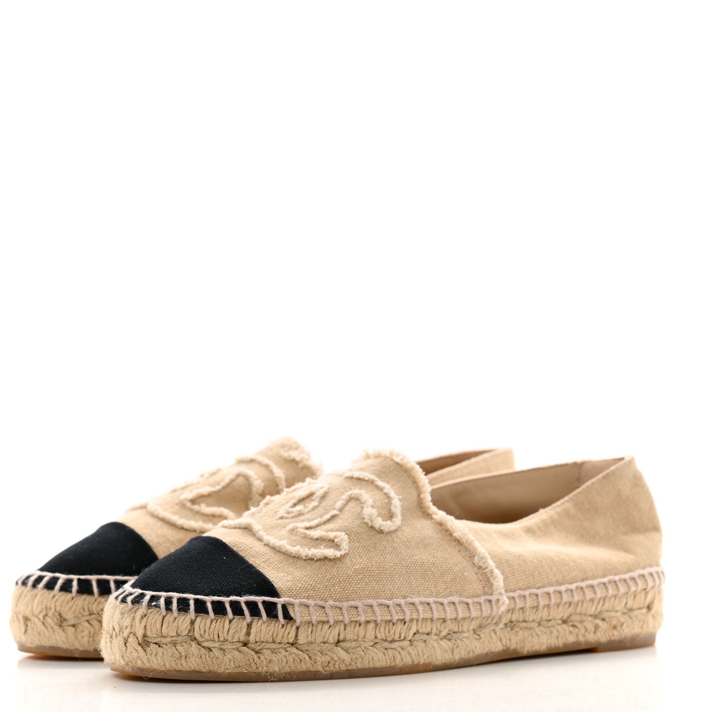 Linen CC Espadrilles 36 Beige Black