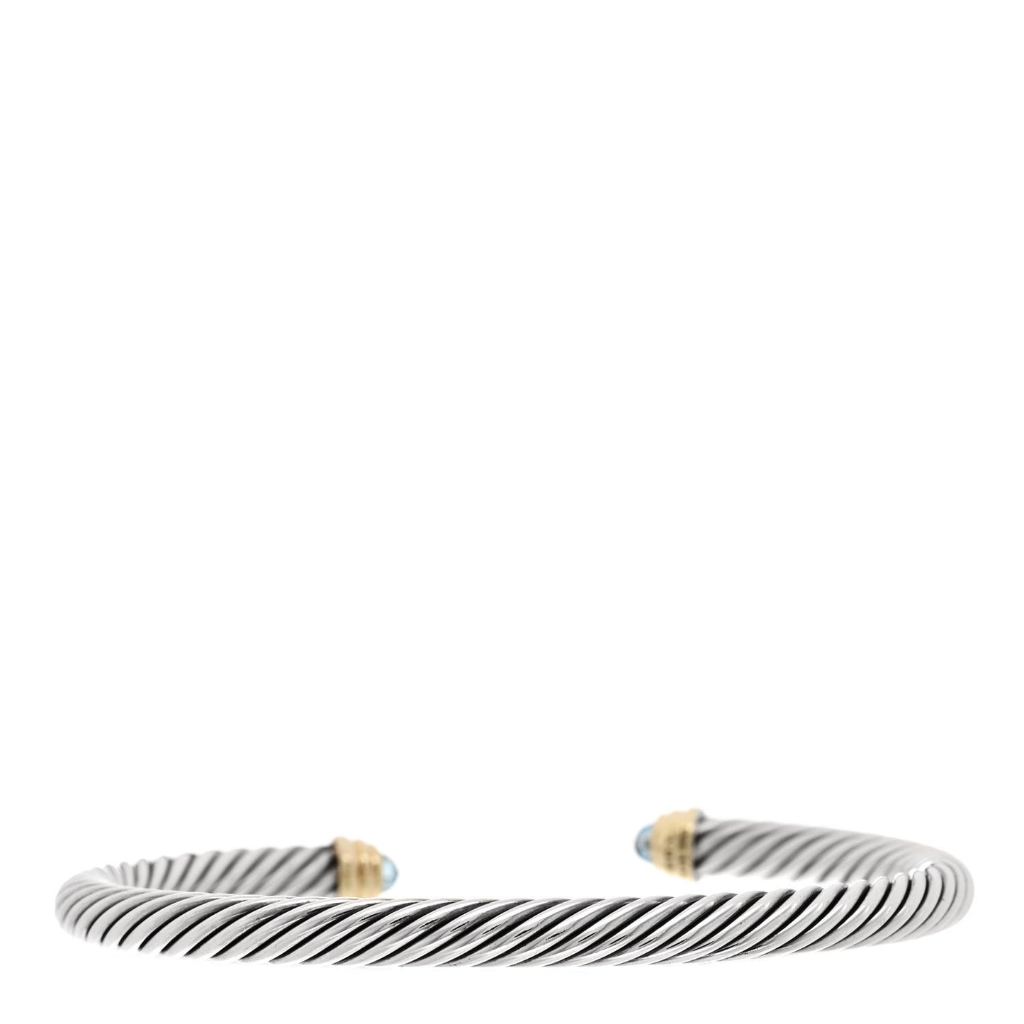 Sterling Silver 14K Yellow Gold Blue Topaz 5mm Cable Classics Petite Color Bracelet