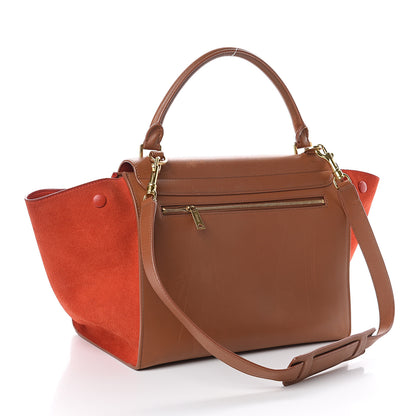 Celine Natural Calfskin Suede Medium Bi-Color Trapeze Tan 2 of 8