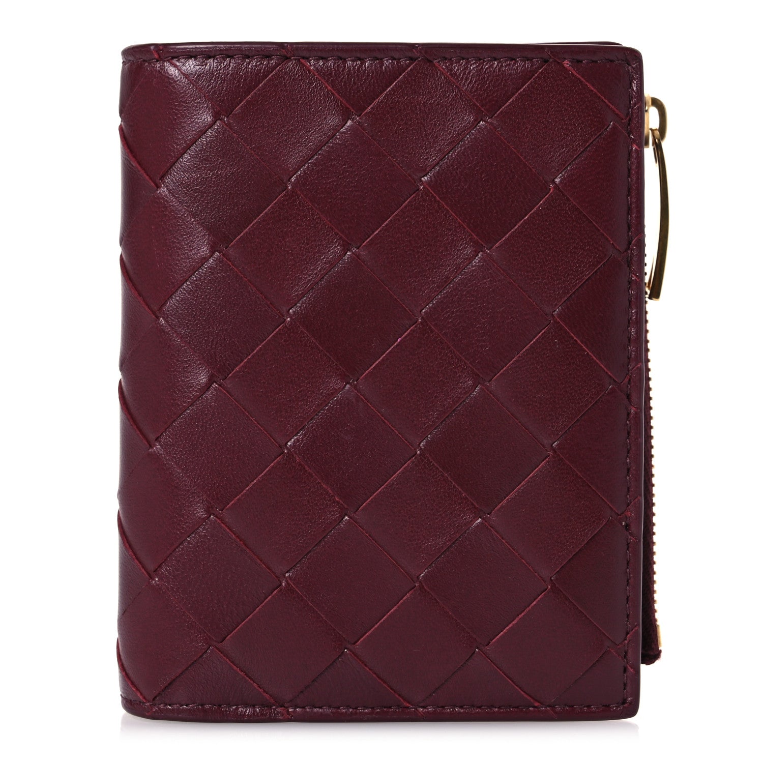 Bottega Veneta Nappa Intrecciato Small Bi-Fold Zip Wallet Barolo 1 of 9