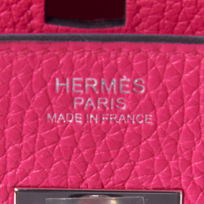 Hermes Taurillon Clemence Birkin 30 Rose Shocking 14 of 31