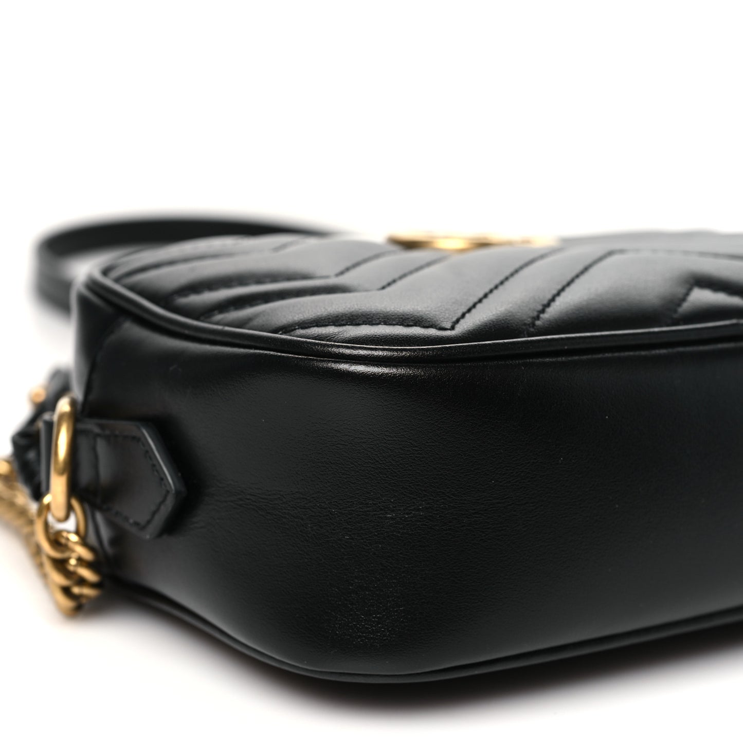 Calfskin Matelasse Mini GG Marmont Chain Shoulder Bag Black