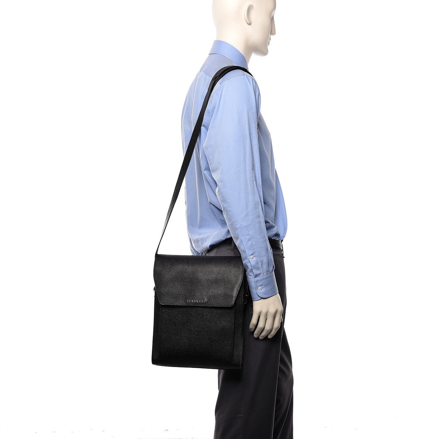 Burberry Calfskin Messenger Bag Black 2 of 10