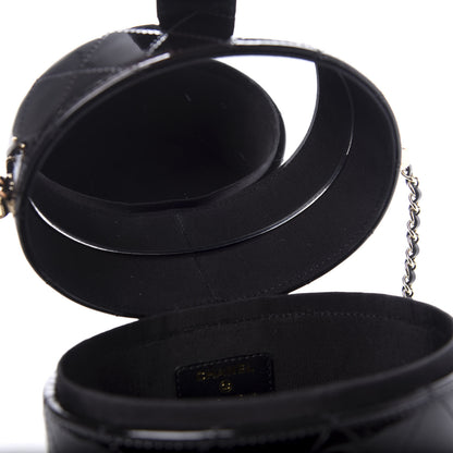 Chanel Patent Quilted Round Clutch With Chain Black 8 of 10