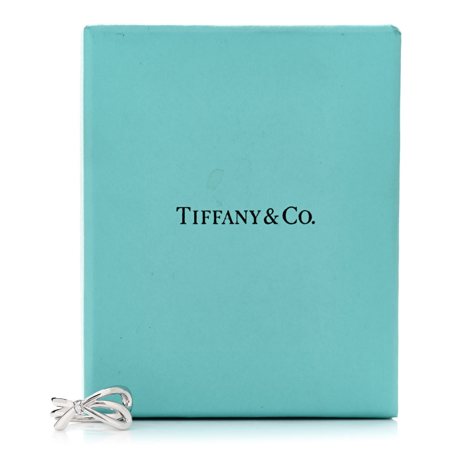 Tiffany 18K White Gold Diamond Bow Ring 49 5 5 of 5
