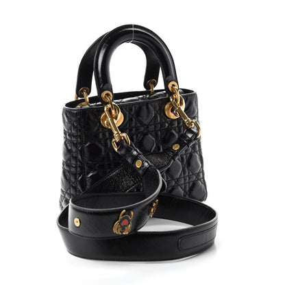 Christian Dior Crinkled Patent Cannage Small Lucky Badges My Lady Dior Black 3 of 10