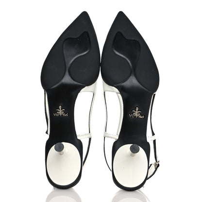 Prada Spazzolato Pointed Toe 55mm Slingback Pumps 38.5 White 5 of 8