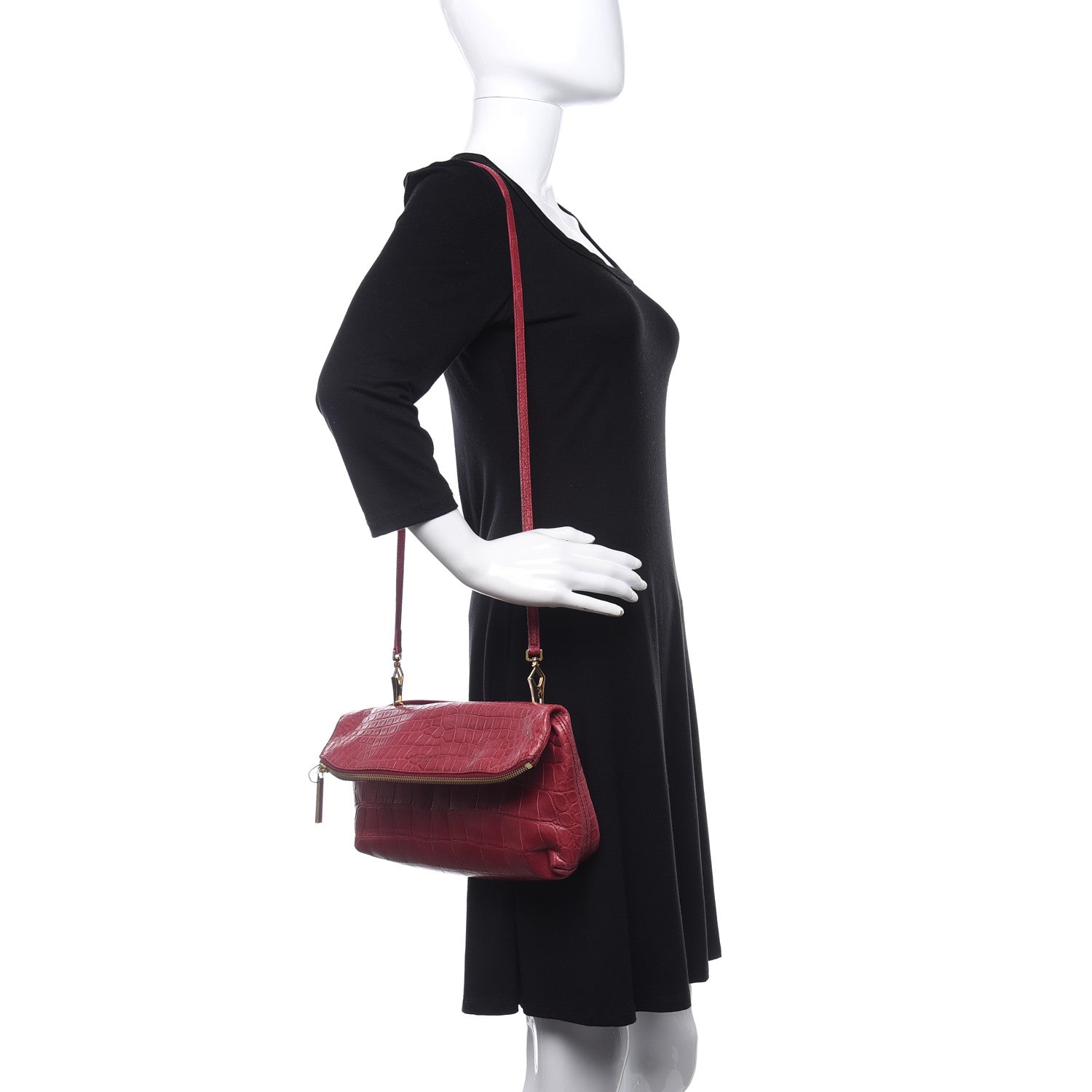 Burberry Alligator Kendal Folded Crossbody Red 2 of 8