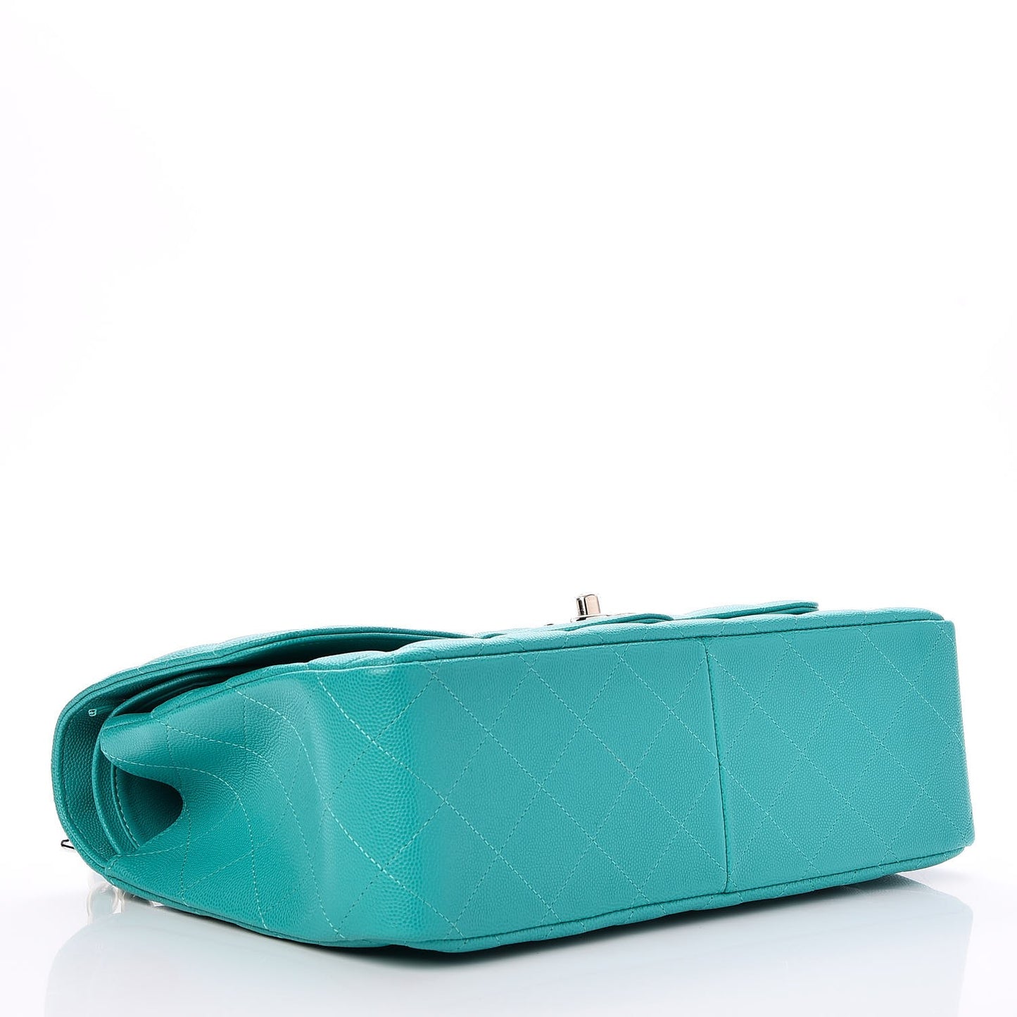 Caviar Quilted Jumbo Double Flap Turquoise