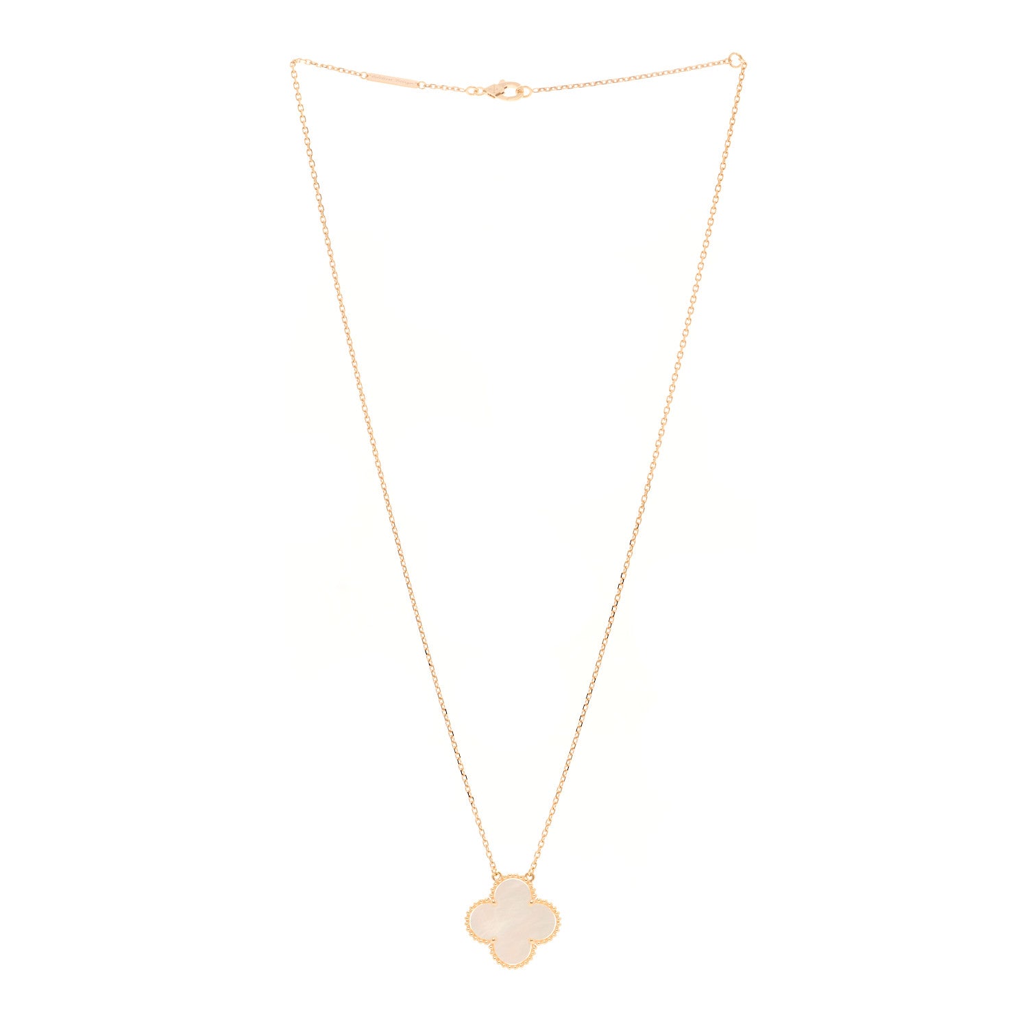 Van Cleef & Arpels 18K Rose Gold Mother of Pearl "Edition Ginza" Magic Alhambra Pendant Necklace 3 of 5