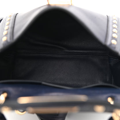 Salvatore Ferragamo Calfskin Studded Sofia Satchel Navy 5 of 9