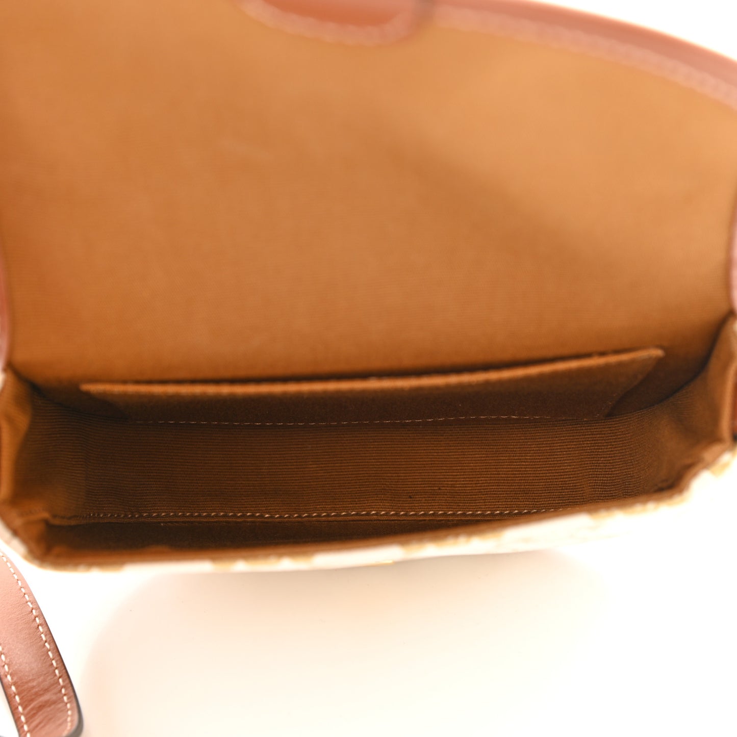 Triomphe Canvas Calfskin Mini Besace Bag White