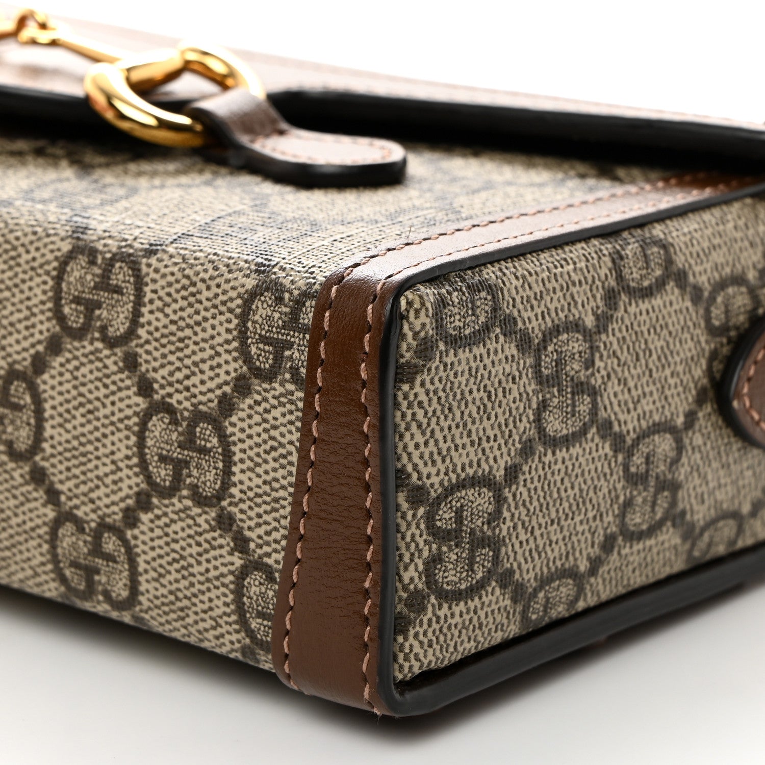 Gucci GG Supreme Monogram Mini Horsebit 1955 Shoulder Bag Beige Brown Sugar 10 of 10