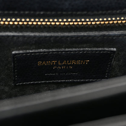 Saint Laurent Textured Calfskin Medium Classic Monogram Universite Bag Black 6 of 12
