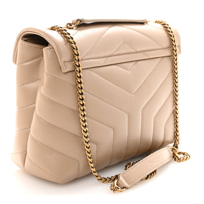 Saint Laurent Calfskin Y Quilted Monogram Small Loulou Chain Satchel Dark Beige 3 of 10