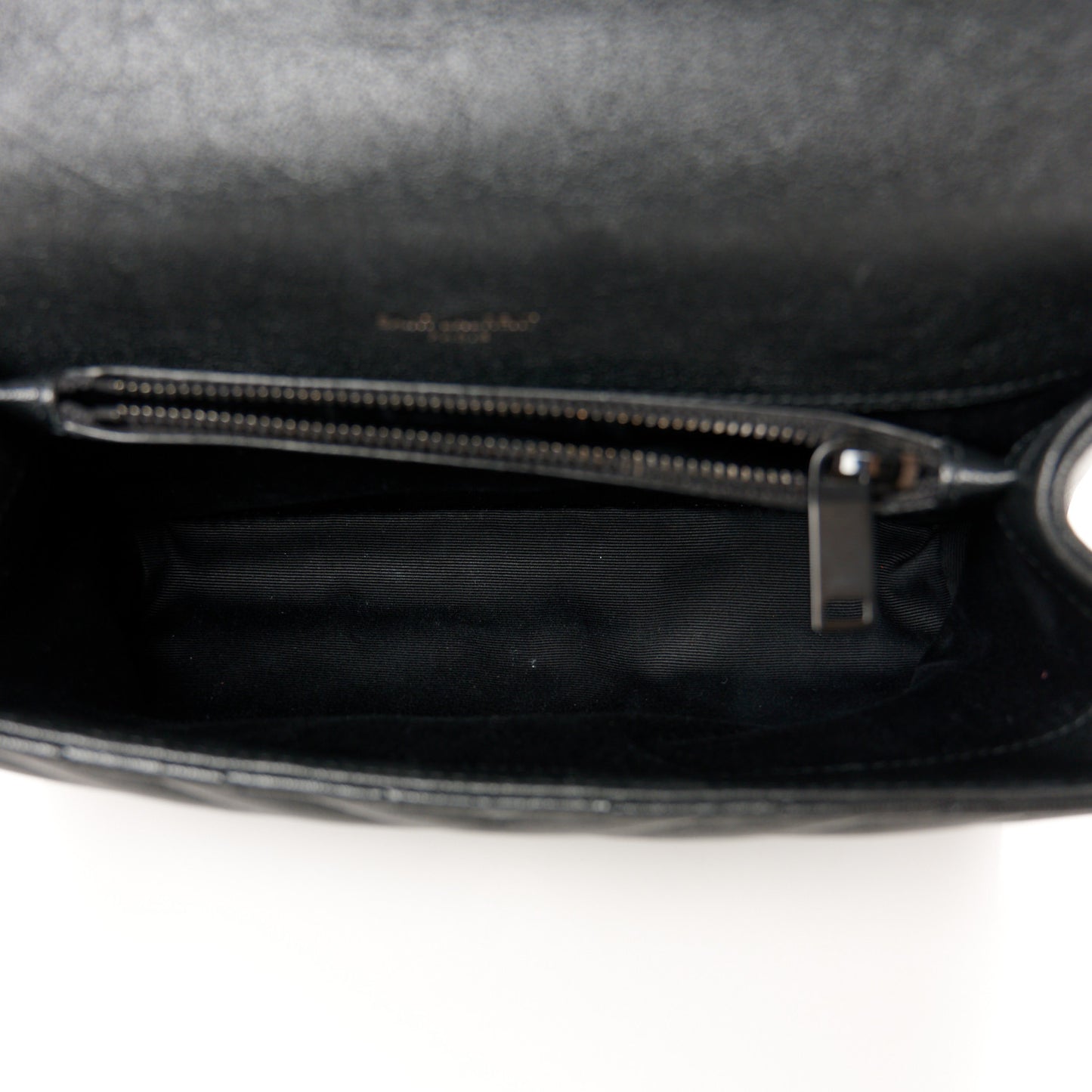 Sheepskin Matelasse Chevron Monogram Monochrome Medium College Bag Black