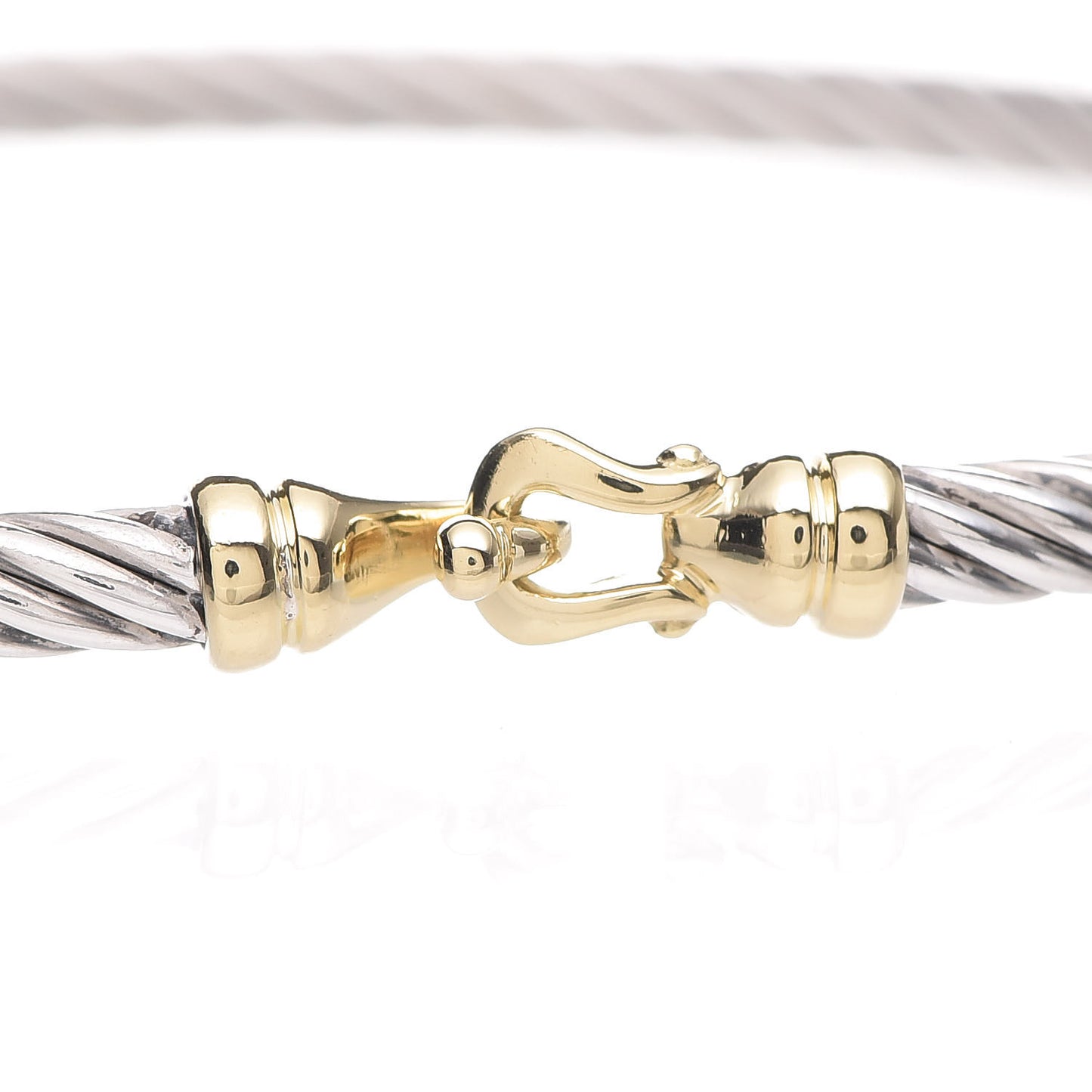 Sterling Silver 18K Yellow Gold 3mm Cable Buckle Bracelet