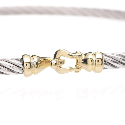 David Yurman Sterling Silver 18K Yellow Gold 3mm Cable Buckle Bracelet 5 of 5
