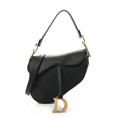Christian Dior Grained Calfskin Saddle Bag With Strap Black 1 of 10