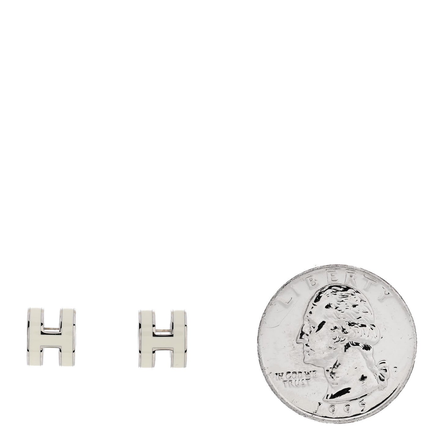 Palladium Lacquered Mini Pop H Earrings White