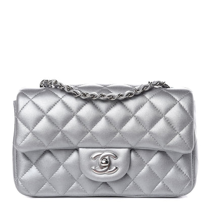Chanel Metallic Lambskin Quilted Mini Rectangular Flap Silver 1 of 10
