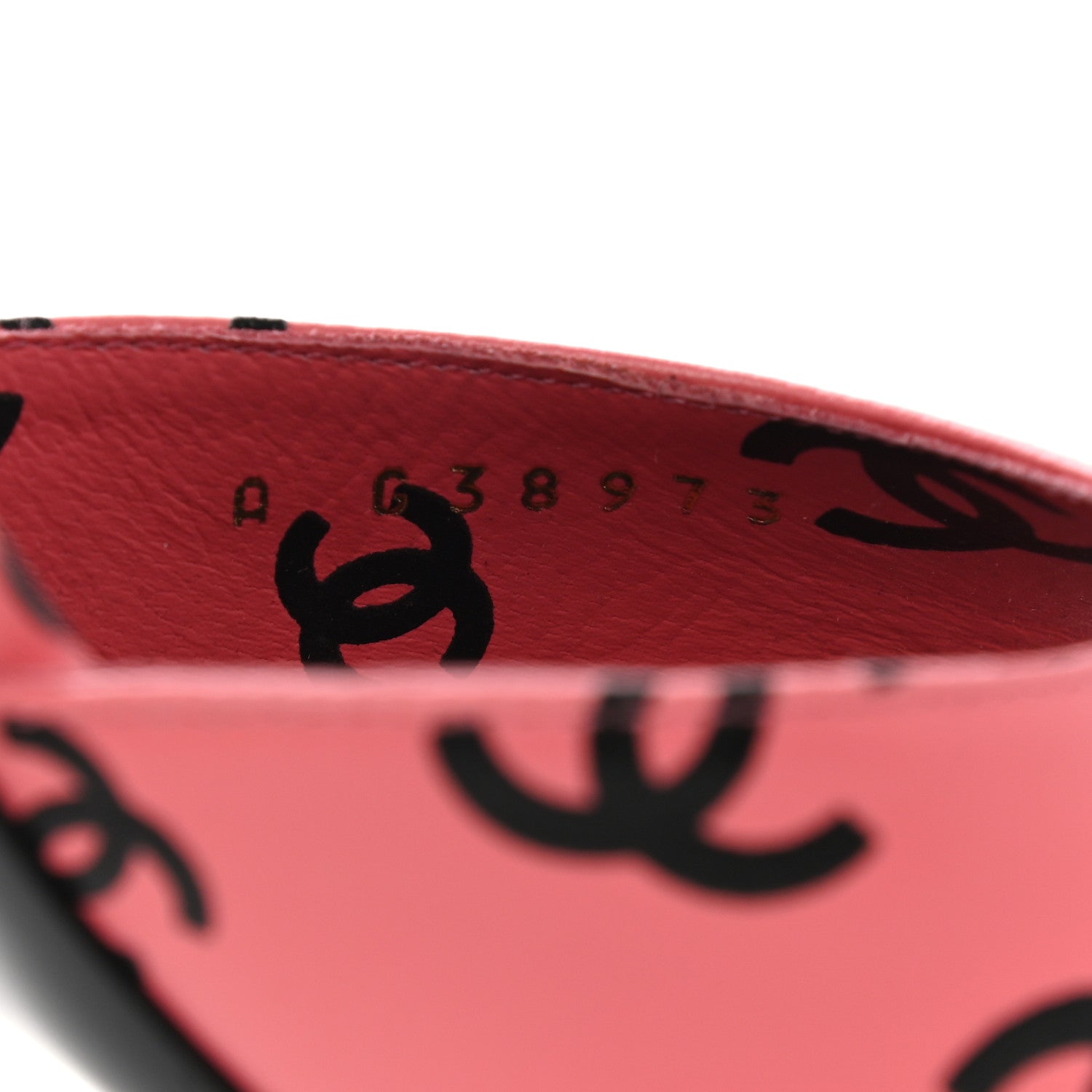 Chanel Lambskin Printed CC Sandals 38.5 Pink Black 8 of 9