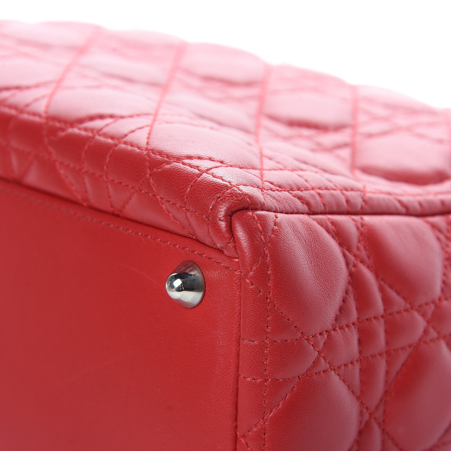 Christian Dior Lambskin Cannage Large Lady Dior Red 11 of 17