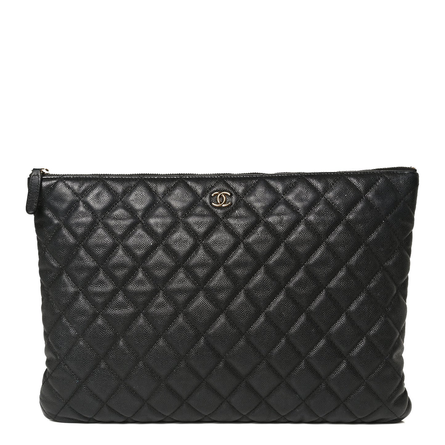 Caviar Quilted Large Cosmetic Case Black